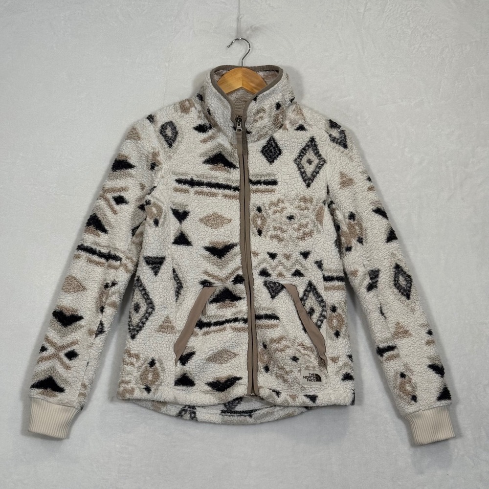 The North Face Cream Geometric Tribal Osito Fleece Jacket XS